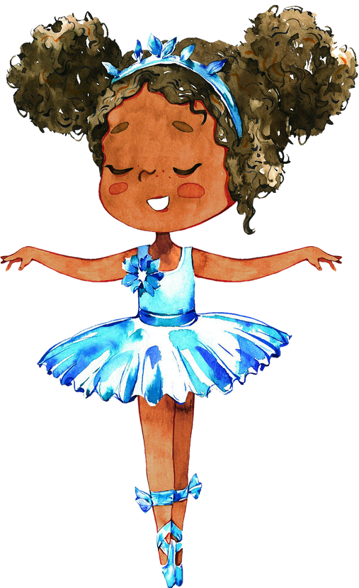 Illustration of Smiling Ballerina Girl in a Blue Tutu